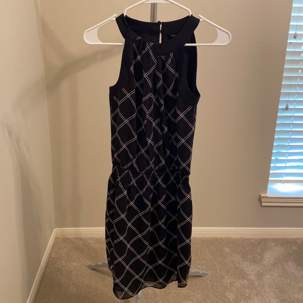 WHBM Blouson Windowpane Mini Dress